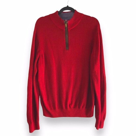 Vineyard‎ Vines Medium Baby Alpaca Blend 1/4 Zip Mock Neck Sweater Elbow Patched - Picture 1 of 16
